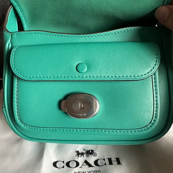 NWT! RARE! COACH Tabby Messenger 19 Crossbody Bag CK955 Bright Green Teal - Picture 9 of 11